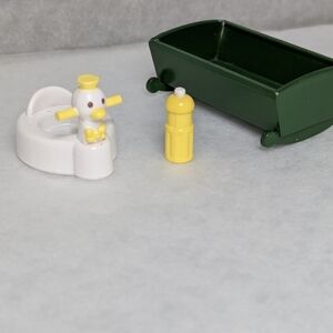 Sylvania Calico Critters vintage (circa 1985) cradle, potty, and bottle.